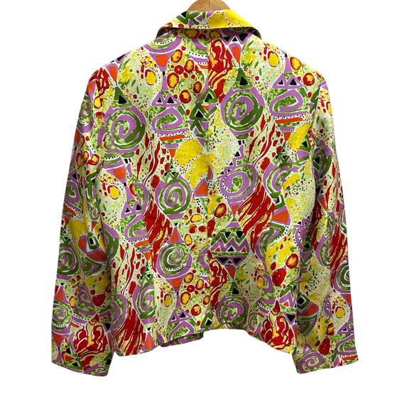 Transitions Silk Jacket Size 12 Colorful Geometric Art‎ to Wear Statement - Picture 7 of 10